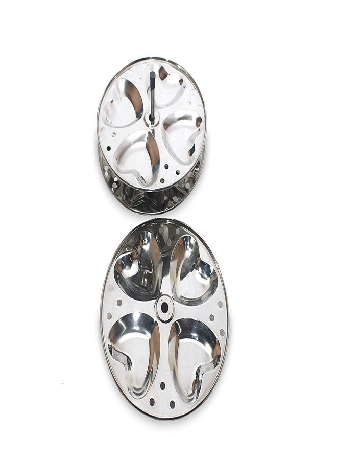 LUXURIA Diamond MINI IDLI, Idli, Idiyappam, Pure Stainless Steel Plate Set (Medium Heart Shape Plate, 4) - Image 2